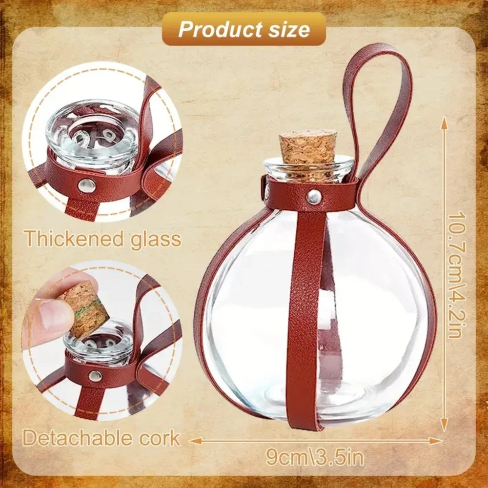 Medieval Knight Belt & Wizard Potion Glass Medieval Faux Leather Belt With Loop